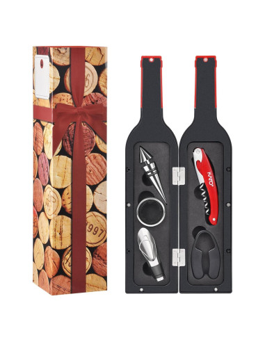 Juego de Accesorios para Vino Kato - 5 Piezas en Rojo