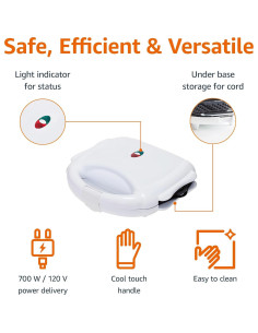 Máquina 3-en-1 Amazon Basics Waffle y Grill 700W Blanca 2