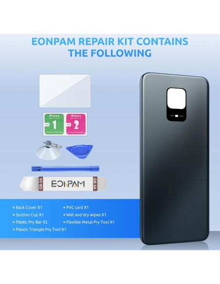 Reemplazo Cristal Trasero Xiaomi Redmi Note 9 Pro Azul