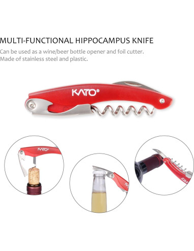 Juego de Accesorios para Vino Kato - 5 Piezas en Rojo