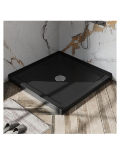 Base de Ducha Cuadrada Goodyo 91.44 cm Negro Drenaje Central