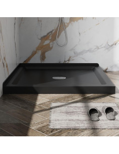 Base de Ducha Cuadrada Goodyo 91.44 cm Negro Drenaje Central 2