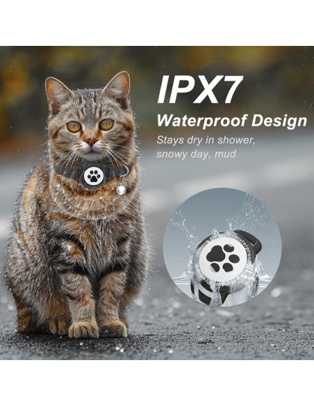 Collar para Gato Odokele con Soporte para AirTag Negro 20-31.75 cm