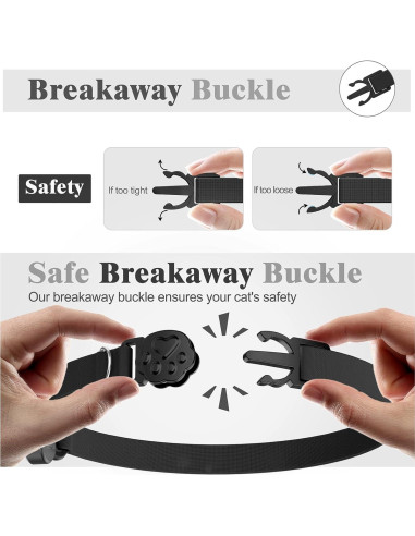 Collar para Gato Odokele con Soporte para AirTag Negro 20-31.75 cm
