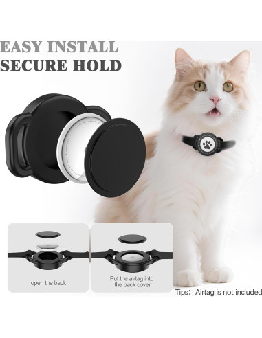 Collar para Gato Odokele con Soporte para AirTag Negro 20-31.75 cm