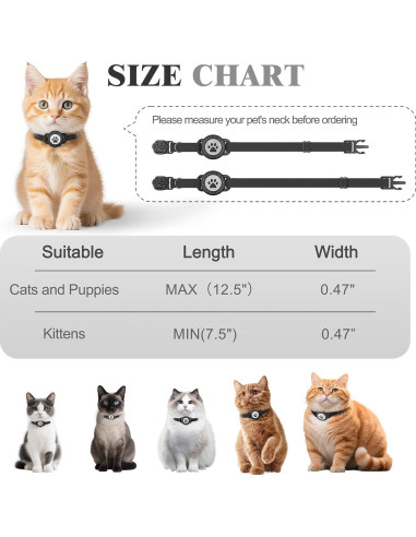 Collar para Gato Odokele con Soporte para AirTag Negro 20-31.75 cm