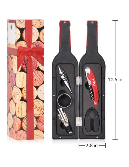 Juego de Accesorios para Vino Kato - 5 Piezas en Rojo