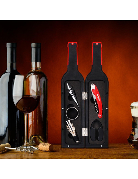 Juego de Accesorios para Vino Kato - 5 Piezas en Rojo