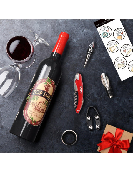 Juego de Accesorios para Vino Kato - 5 Piezas en Rojo