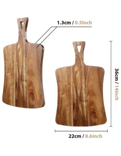 Tabla de Cortar de Madera de Acacia YSTKC 35.5x21.8 cm con Mango 2