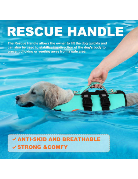Chaleco Salvavidas para Perros Doglay - Flotabilidad Alta Verde Acuático