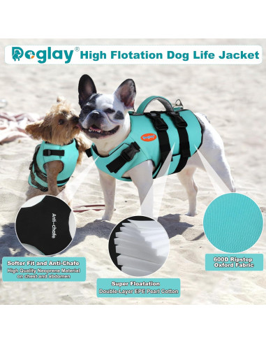 Chaleco Salvavidas para Perros Doglay - Flotabilidad Alta Verde Acuático