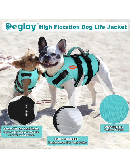 Chaleco Salvavidas para Perros Doglay - Flotabilidad Alta Verde Acuático