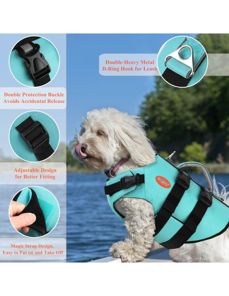 Chaleco Salvavidas para Perros Doglay - Flotabilidad Alta Verde Acuático
