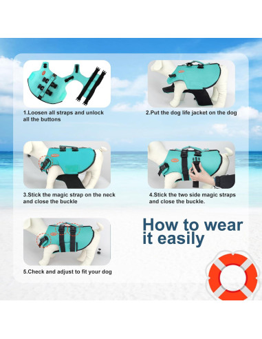 Chaleco Salvavidas para Perros Doglay - Flotabilidad Alta Verde Acuático