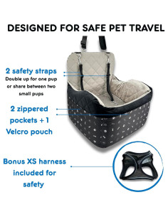 Asiento de Coche para Perros OtterPets - Hasta 13.6 kg, Arnés XS 2