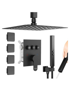 Conjunto de Ducha Completo STARBATH Negro Mate 12" 2 en 1