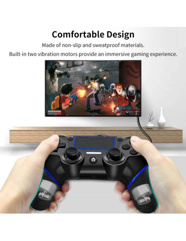 Controlador con cable DIANVEN para PS4 y PC - Negro