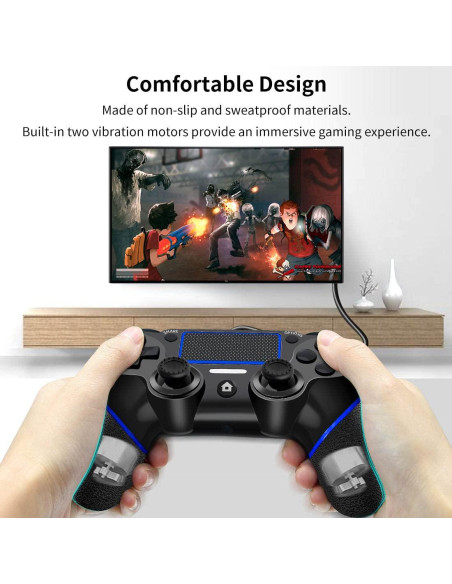 Controlador con cable DIANVEN para PS4 y PC - Negro