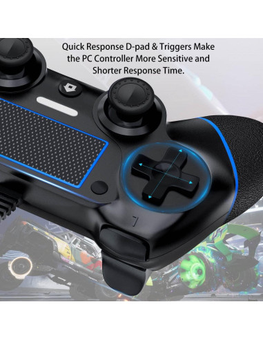 Controlador con cable DIANVEN para PS4 y PC - Negro