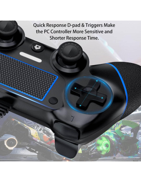 Controlador con cable DIANVEN para PS4 y PC - Negro