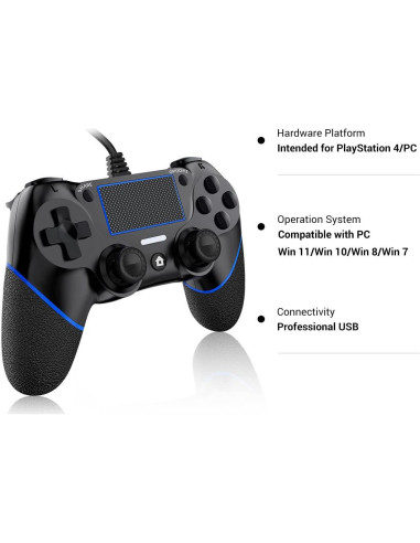 Controlador con cable DIANVEN para PS4 y PC - Negro