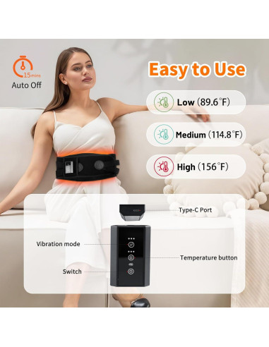 Almohadilla Térmica Inalámbrica Torktak con Masajeador 110x20cm