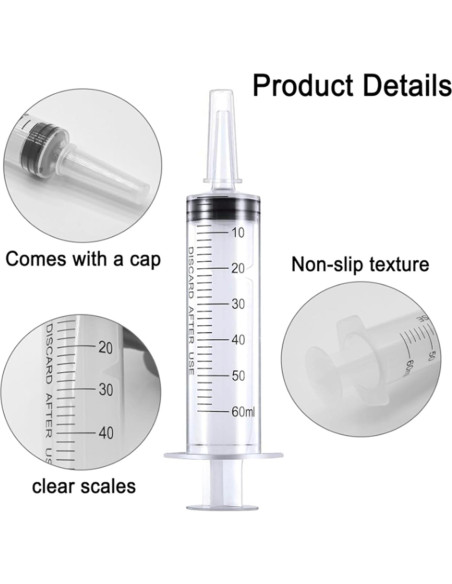 Paquete de 4 Jeringas de 60ml DIELLY Sin Aguja Estériles