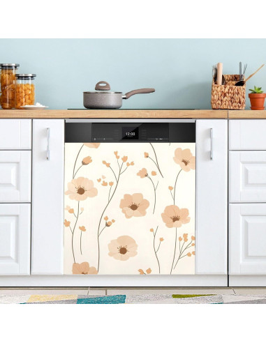 Cubierta Magnética para Lavavajillas GUIJI Flor Beige 58x66cm