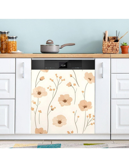 Cubierta Magnética para Lavavajillas GUIJI Flor Beige 58x66cm