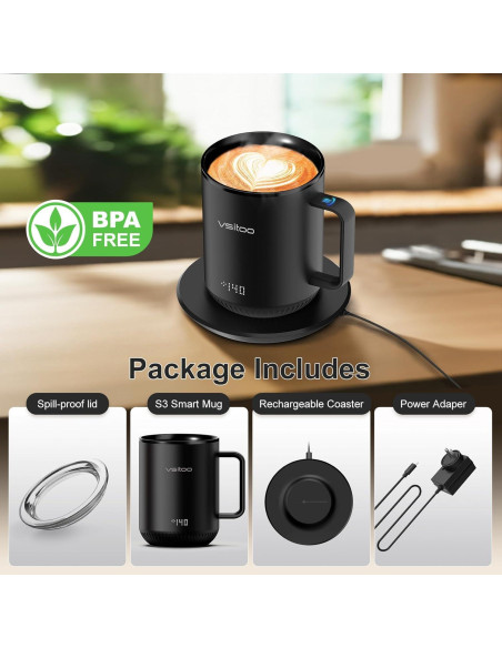 Taza Inteligente Vsitoo S3 10 oz Autocalentable Negra