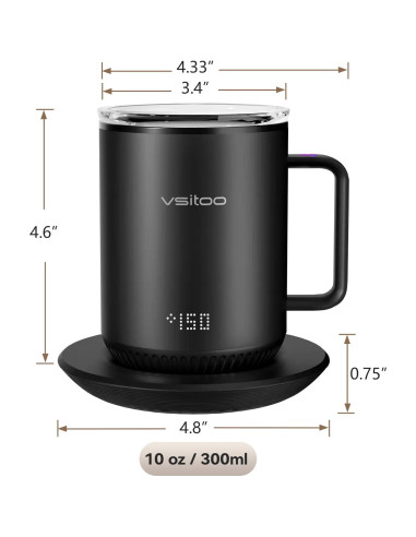 Taza Inteligente Vsitoo S3 10 oz Autocalentable Negra