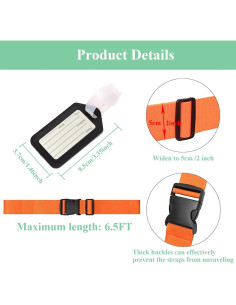 Correas de Equipaje CHIVOLONA 4PCS y Etiquetas 2PCS Negro 2