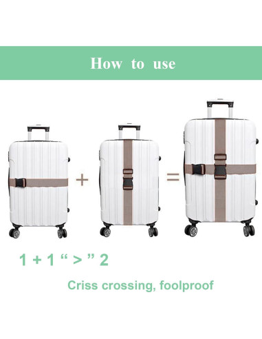 Correas de Equipaje CHIVOLONA 4PCS y Etiquetas 2PCS Negro