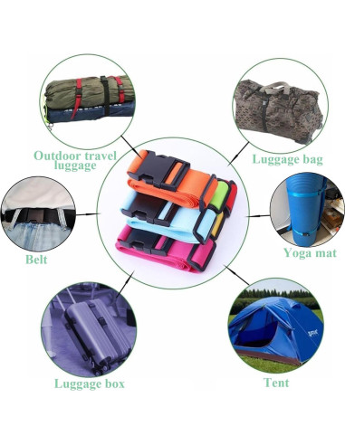 Correas de Equipaje CHIVOLONA 4PCS y Etiquetas 2PCS Negro