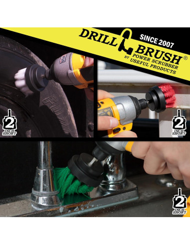 Juego de 3 Cepillos de Limpieza Drillbrush 2" Verde Rojo Blanco