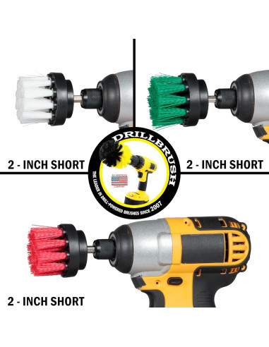 Juego de 3 Cepillos de Limpieza Drillbrush 2" Verde Rojo Blanco