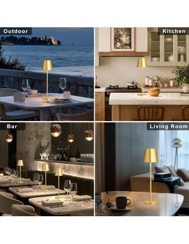 Lámpara de Mesa Inalámbrica Kakanuo LED Recargable 38.4cm Dorada