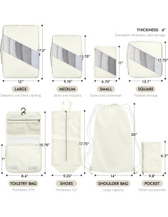 Set de Cubos de Empaque WVM 8 Piezas para Viaje Beige 2