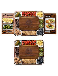 Tabla de Queso de Acacia Shanik con Utensilios y Platos