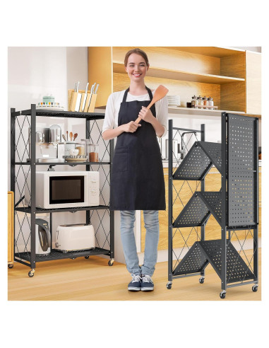 Estante Plegable SKONYON 4 Niveles con Ruedas 272 kg