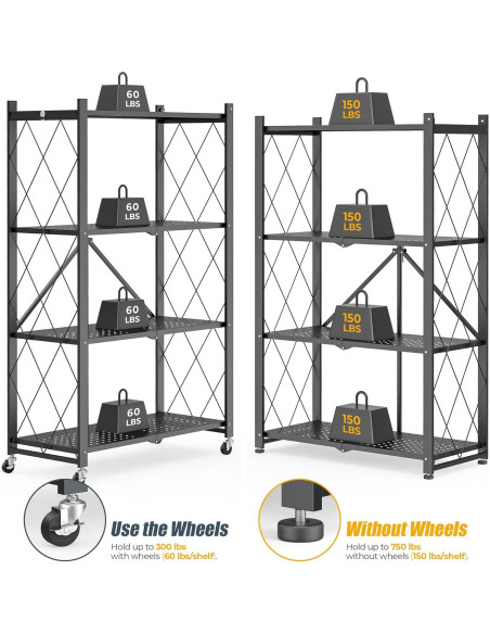 Estante Plegable SKONYON 4 Niveles con Ruedas 272 kg Estante Plegable SKONYON 4 Niveles con Ruedas 272 kg