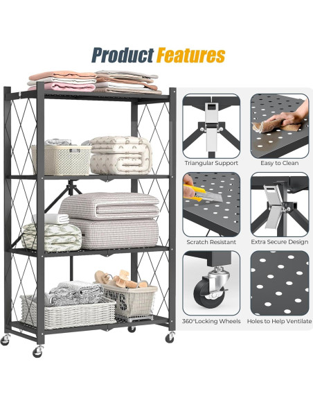 Estante Plegable SKONYON 4 Niveles con Ruedas 272 kg Estante Plegable SKONYON 4 Niveles con Ruedas 272 kg