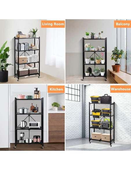 Estante Plegable SKONYON 4 Niveles con Ruedas 272 kg Estante Plegable SKONYON 4 Niveles con Ruedas 272 kg