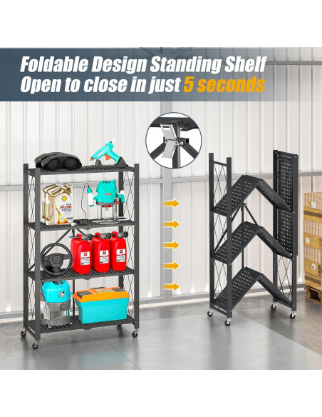 Estante Plegable SKONYON 4 Niveles con Ruedas 272 kg Estante Plegable SKONYON 4 Niveles con Ruedas 272 kg