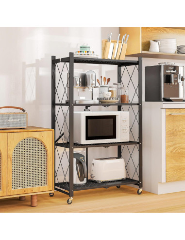 Estante Plegable SKONYON 4 Niveles con Ruedas 272 kg