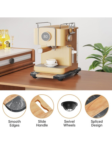 Bandeja Deslizante de Acacia y Mármol NiHome 35.5x24.1 cm