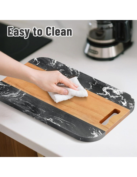 Bandeja Deslizante de Acacia y Mármol NiHome 35.5x24.1 cm