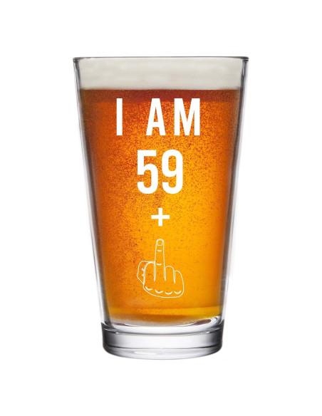 Vaso de Cerveza Gelid 16 oz 59 + Un Dedo Medio Cumpleaños 60