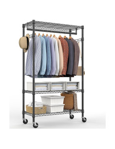 Carro de Ropa Rodante M MZG 3 Niveles Ajustable Negro 340kg